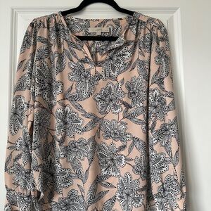 LOFT Women's Floral Blouse - Pink and Black